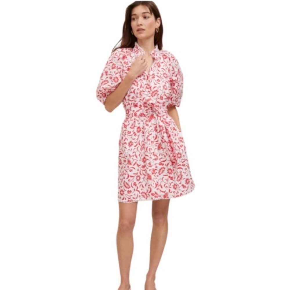 Ann Taylor Red and White Floral Dress Size 12